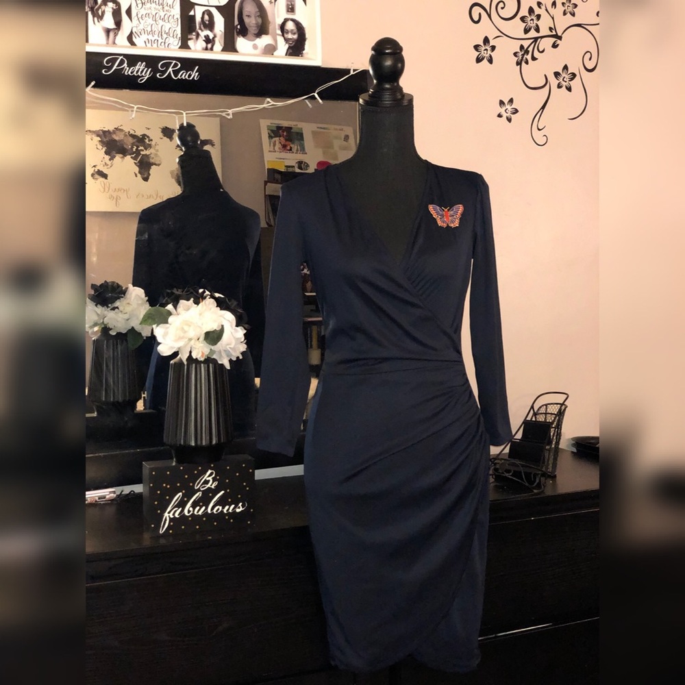 Navy Blue Wrap Dress